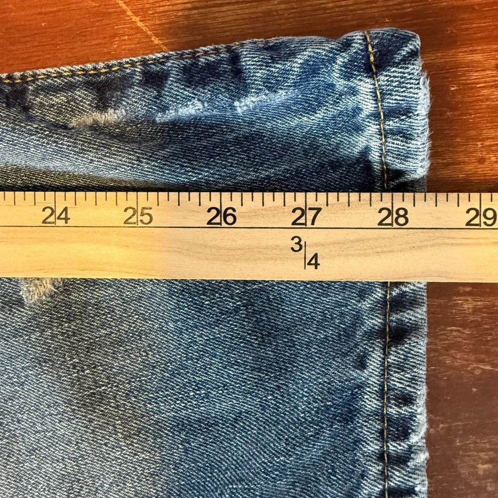 Polo Ralph Lauren Jeans Mens 34 Blue Classic Fit Distressed Military Patches